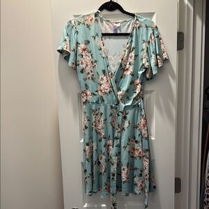 Floral Wrap Dress in Blue by [Brand]